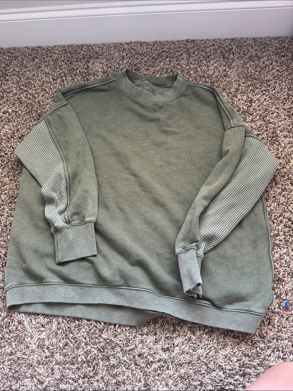 aerie Olive Green Oversized Crewneck Sweatshirt